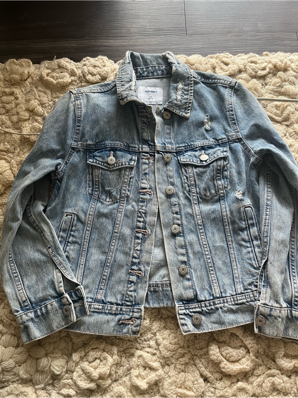 Old Navy Light Blue Ripped Denim Jacket